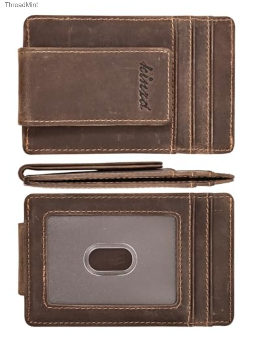 Slim Leather Money Clip Wallet RFID Blocking Magnetic Front Pocket Card Holder